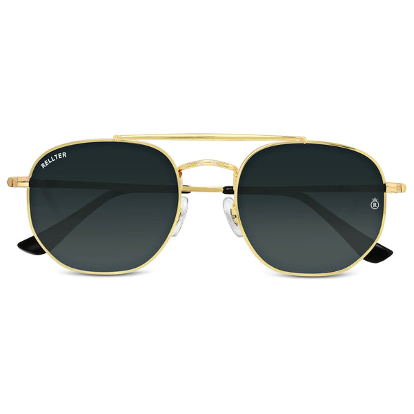 Rellter Hexagon H-1212 Golden Black Sunglasses