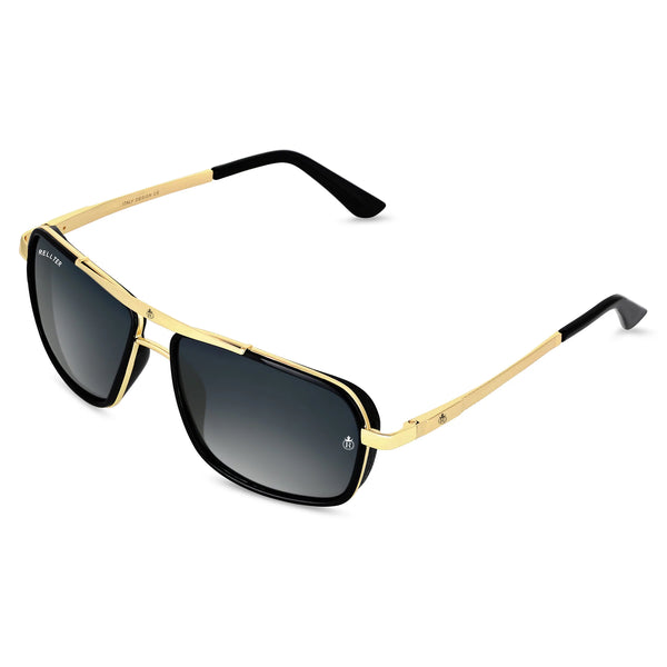 Rellter Charlie A-4413 Golden Black Dc Rectangle Sunglasses