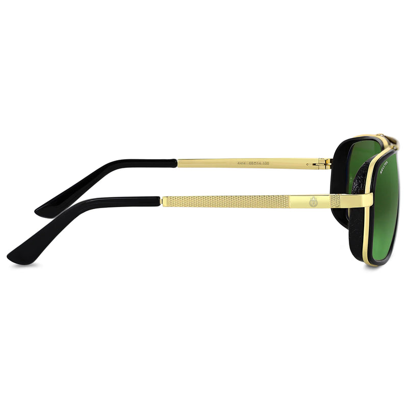 Rellter Charlie A-4413 Golden Green Rectangle Sunglasses