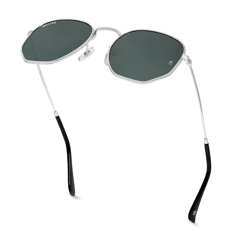 Rellter Hexagon SG-4040 Silver Black Sunglasses