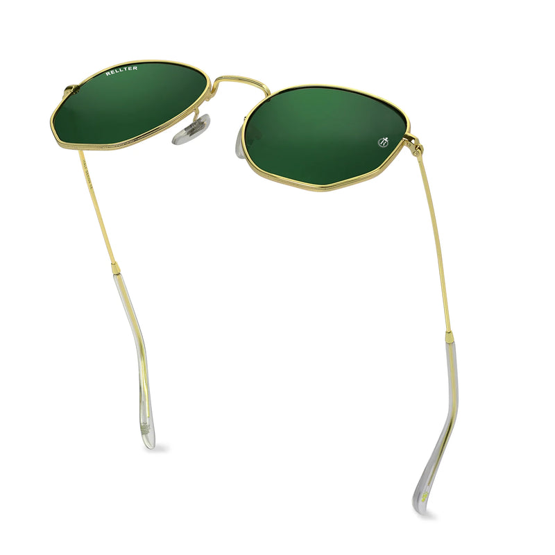 Rellter Hexagon SG-4040 Golden Green Sunglasses