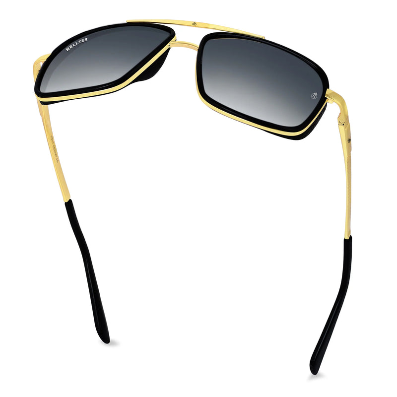 Rellter Charlie A-4413 Golden Black Dc Rectangle Sunglasses