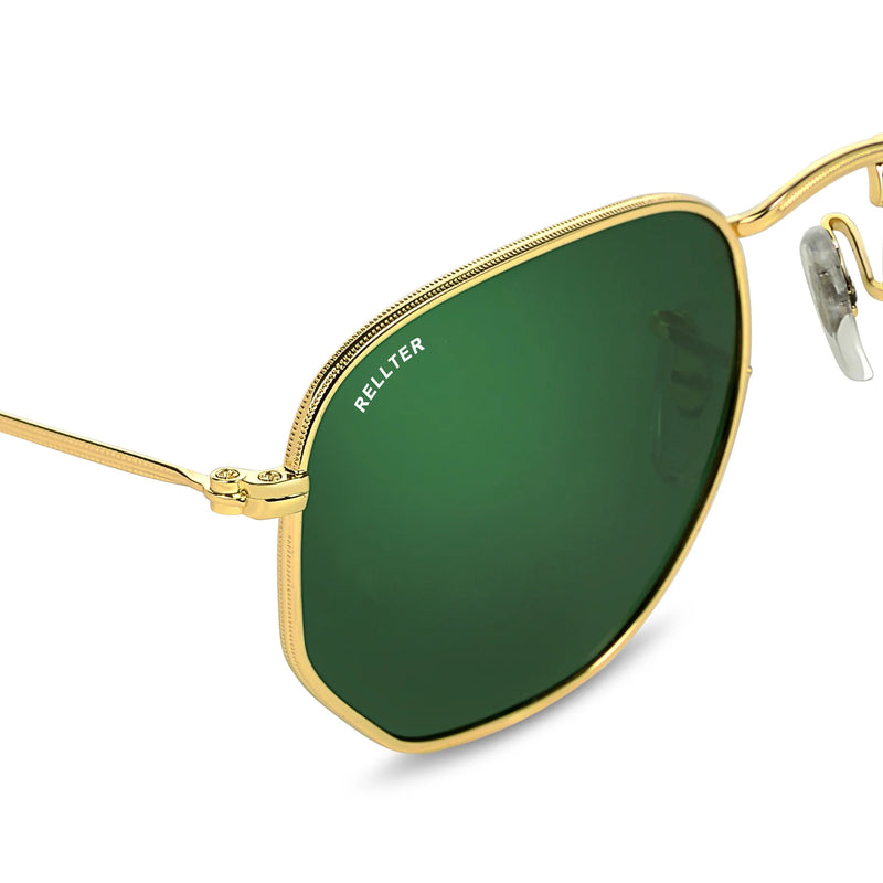 Rellter Hexagon SG-4040 Golden Green Sunglasses