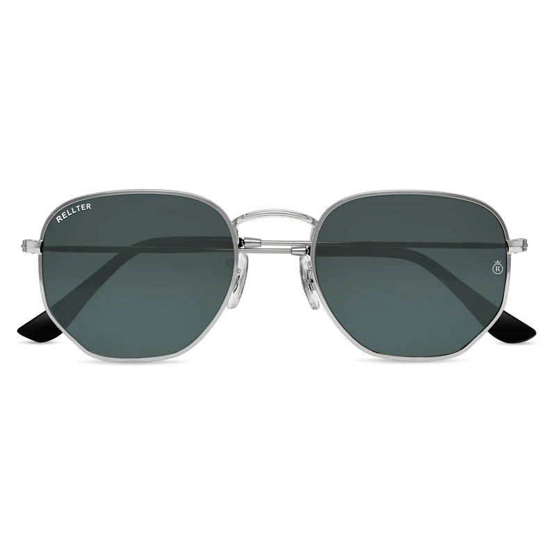 Rellter Hexagon SG-4040 Silver Black Sunglasses