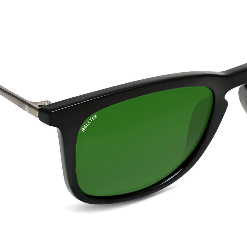 Rellter Square W-2424 Black to Green  Sunglasses