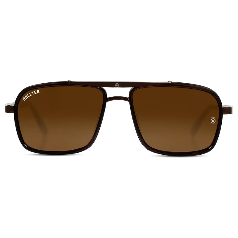 Rellter Charlie A-4413 Brown to Brown Rectangle Sunglasses