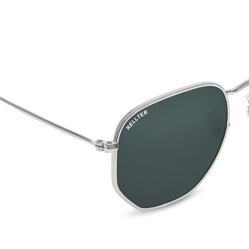 Rellter Hexagon SG-4040 Silver Black Sunglasses