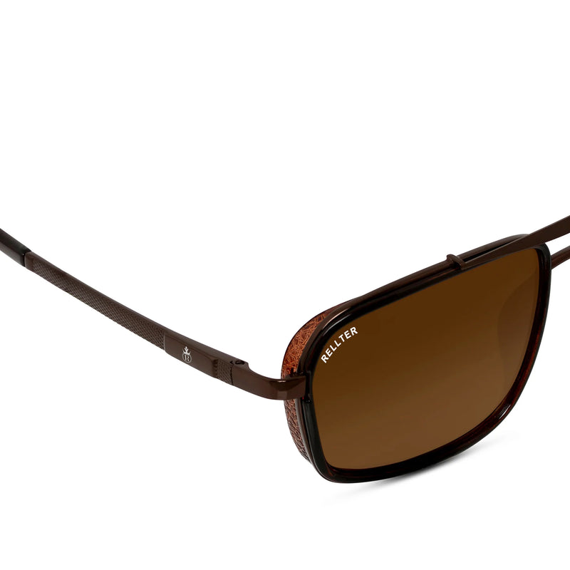 Rellter Charlie A-4413 Brown to Brown Rectangle Sunglasses