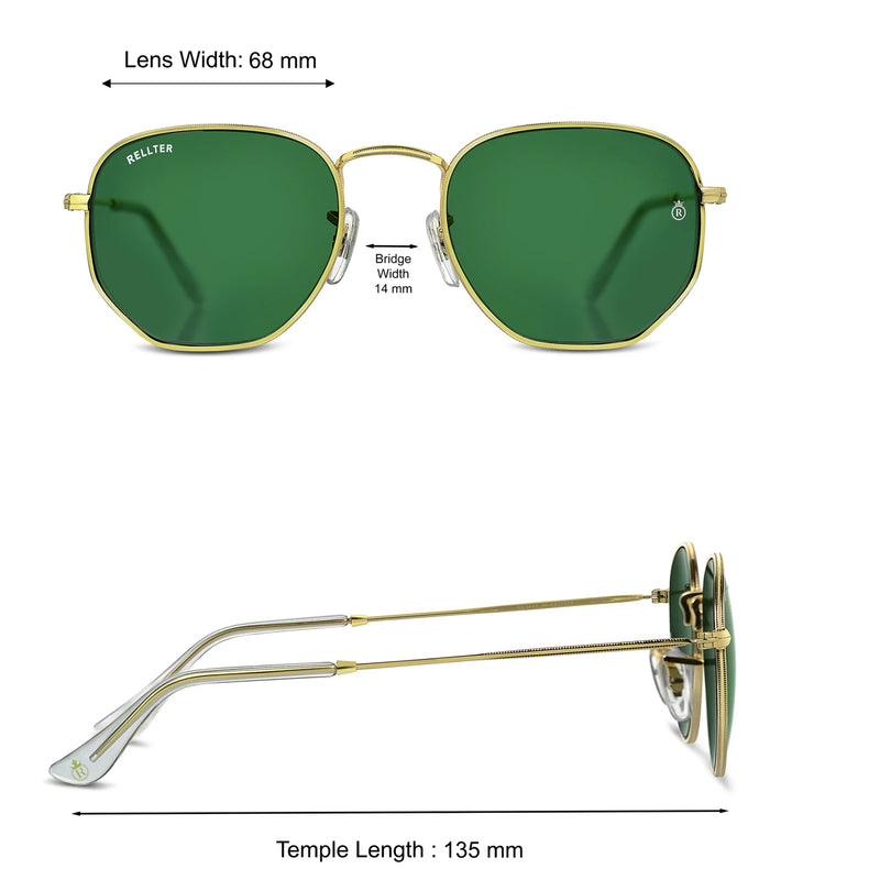 Rellter Hexagon SG-4040 Golden Green Sunglasses