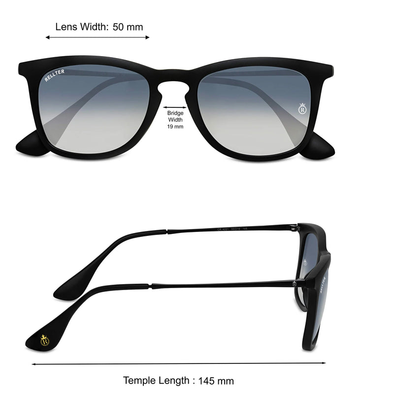 Rellter Square W-2424 Black to Blue DC Sunglasses