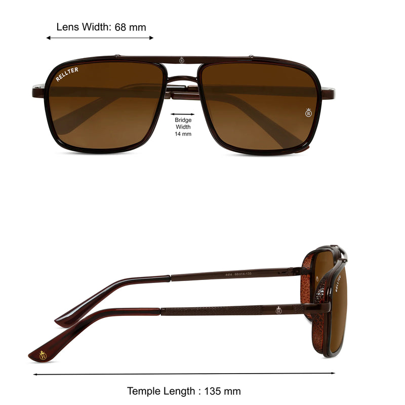 Rellter Charlie A-4413 Brown to Brown Rectangle Sunglasses