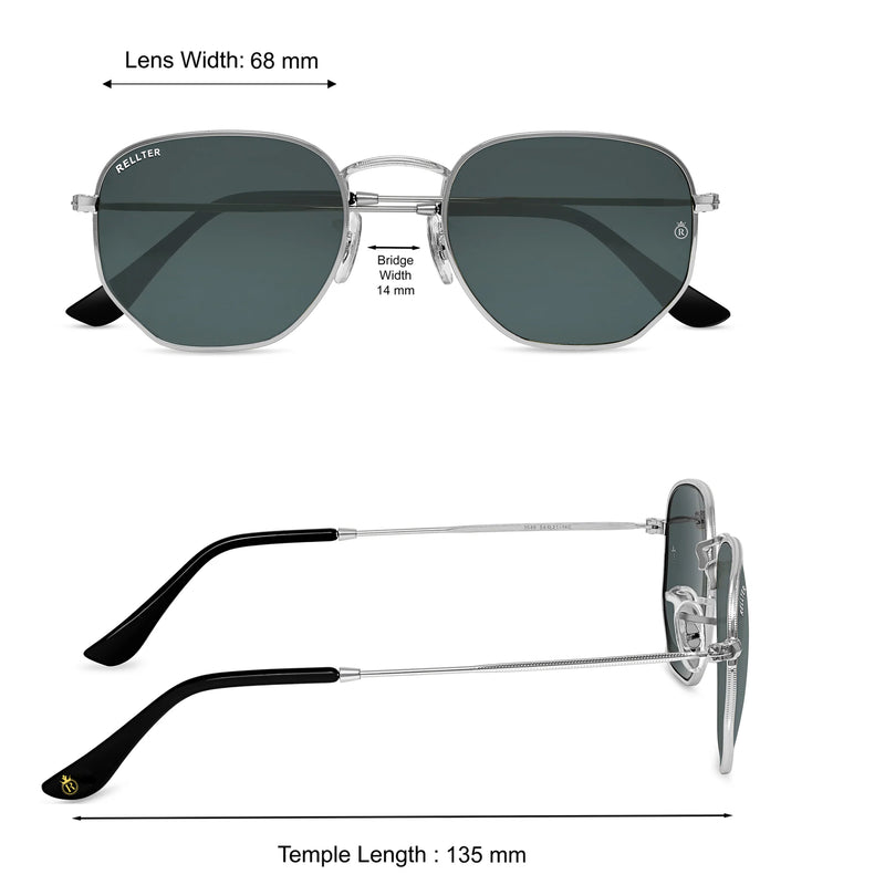 Rellter Hexagon SG-4040 Silver Black Sunglasses