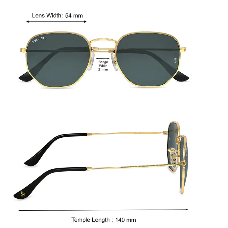 Rellter Hexagon SG-4040 Golden Black Sunglasses