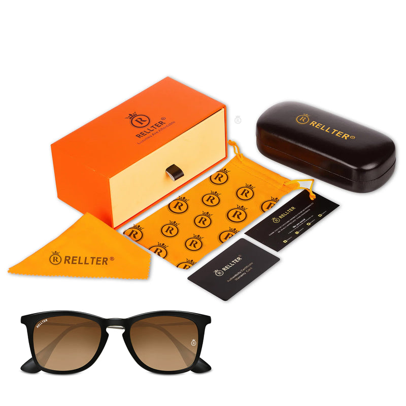 Rellter Square W-2424 Brown to Brown Dc Sunglasses