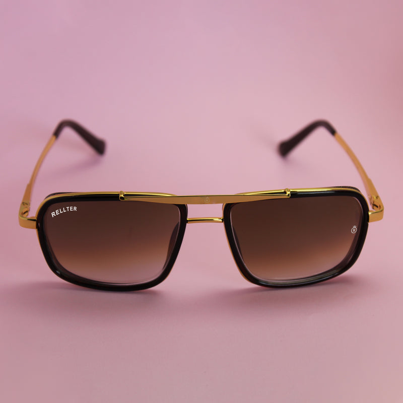 Rellter Charlie A-4413 Golden Brown Shade Rectangle Sunglasses