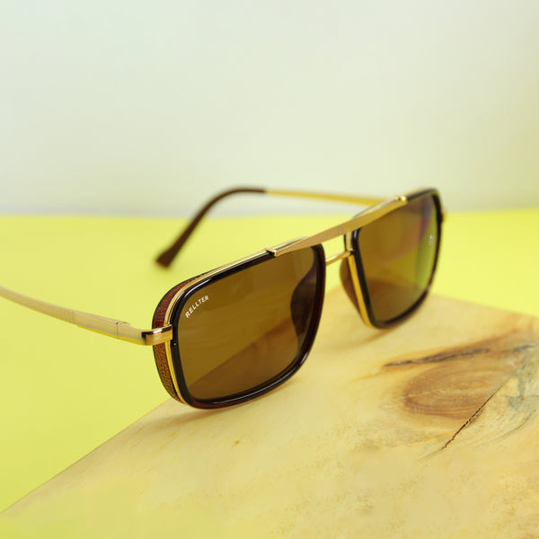 Rellter Charlie A-4413 Golden to Brown  Rectangle Sunglasses
