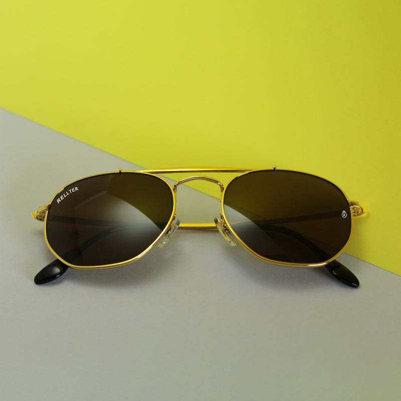 Rellter Hexagon H-1212 Golden Brown Sunglasses