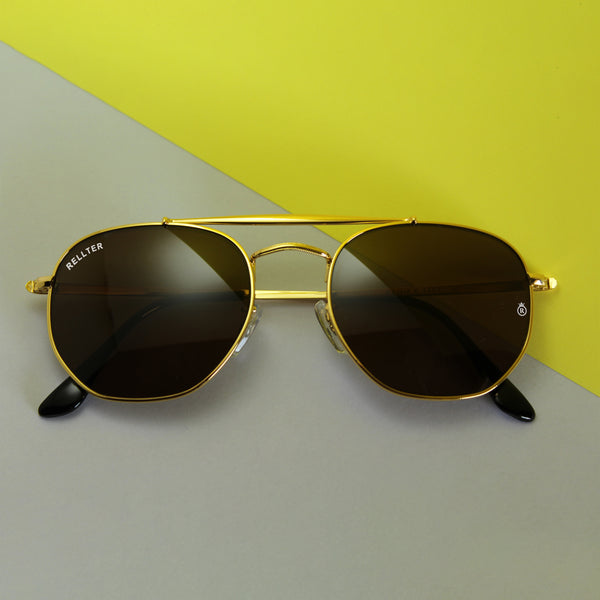 Rellter Hexagon H-1212 Golden Brown Sunglasses