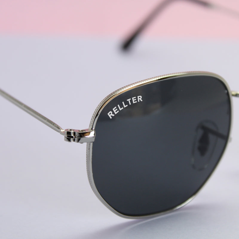 Rellter Round R-1010 Silver Black Sunglasses