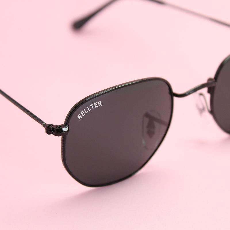 Rellter Round R-1010 Golden Black Sunglasses