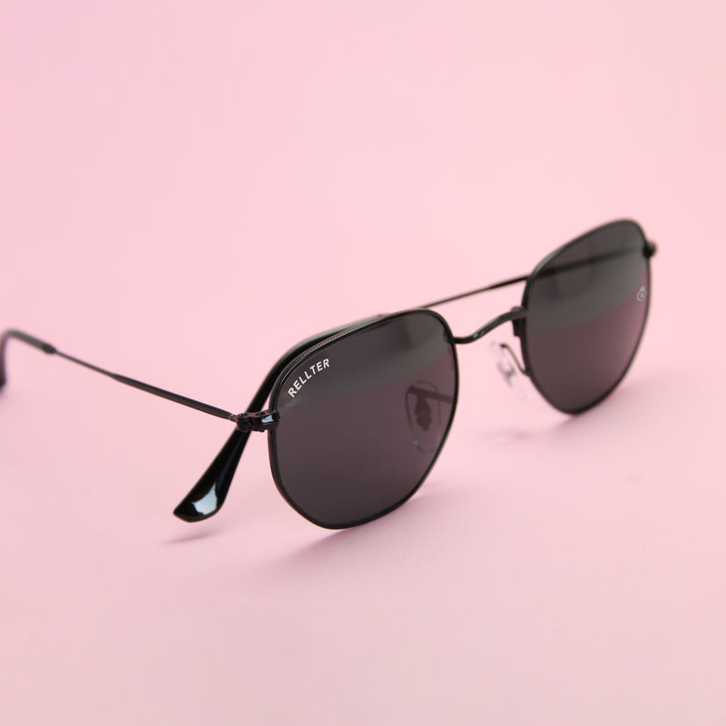 Rellter Round R-1010 Golden Black Sunglasses