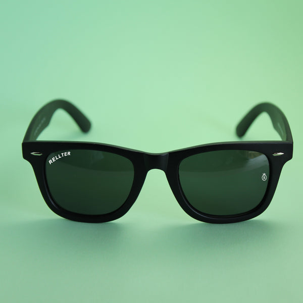 Rellter Square Black Green RQ-115 Sunglasses