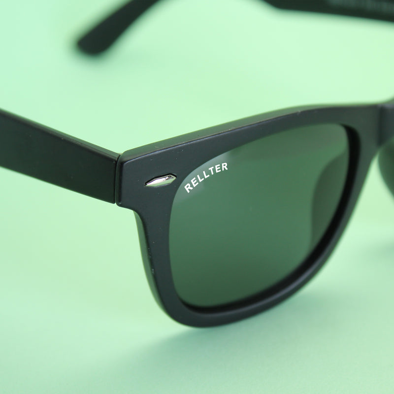 Rellter Square Black Green RQ-115 Sunglasses