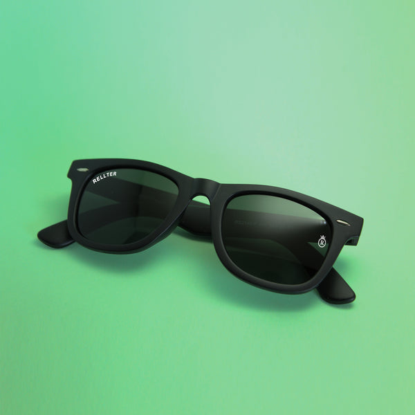 Rellter Square Black Green RQ-115 Sunglasses