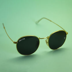 Rellter Oval V-2222 Golden Black Sunglasses