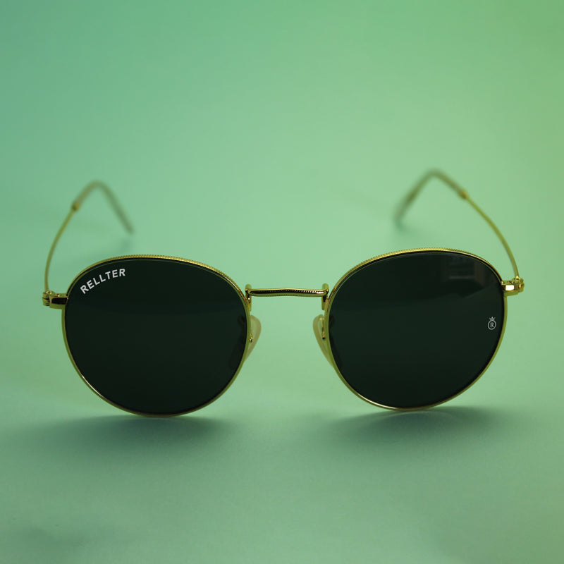 Rellter Oval V-2222 Golden Black Sunglasses