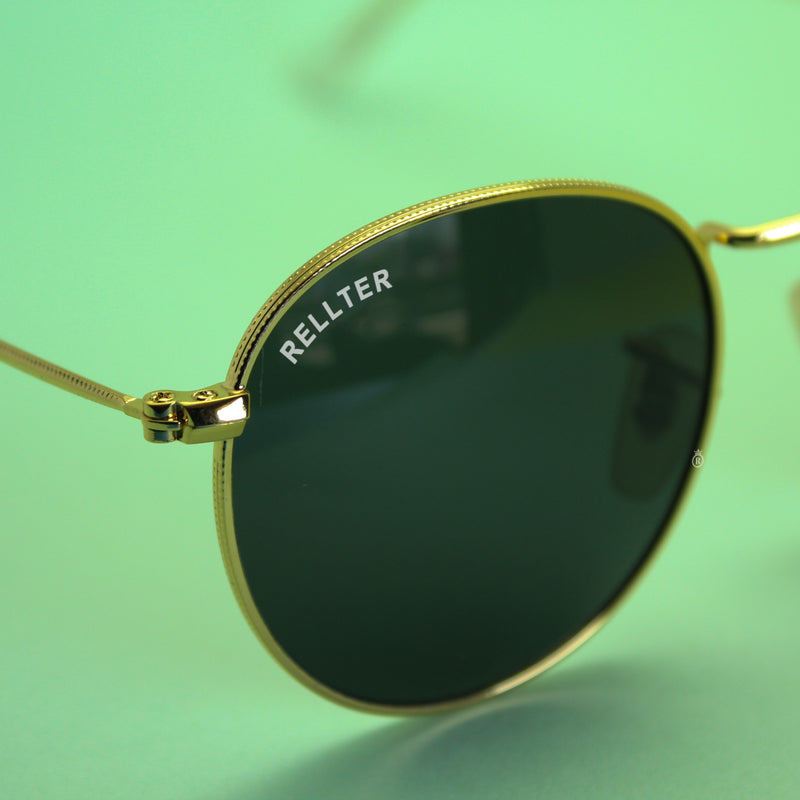 Rellter Oval V-2222 Golden Black Sunglasses