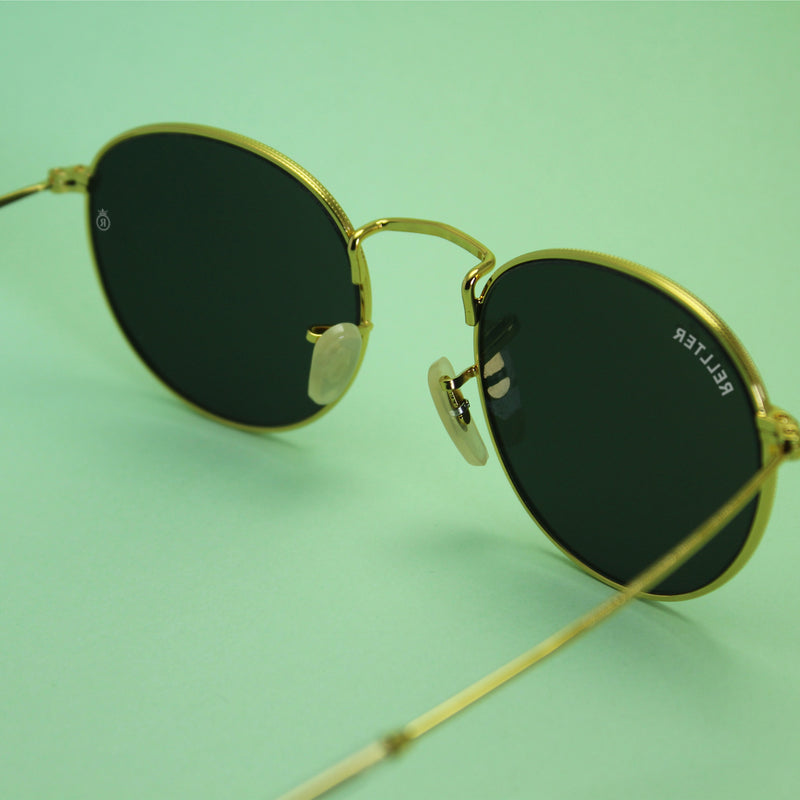 Rellter Oval V-2222 Golden Black Sunglasses