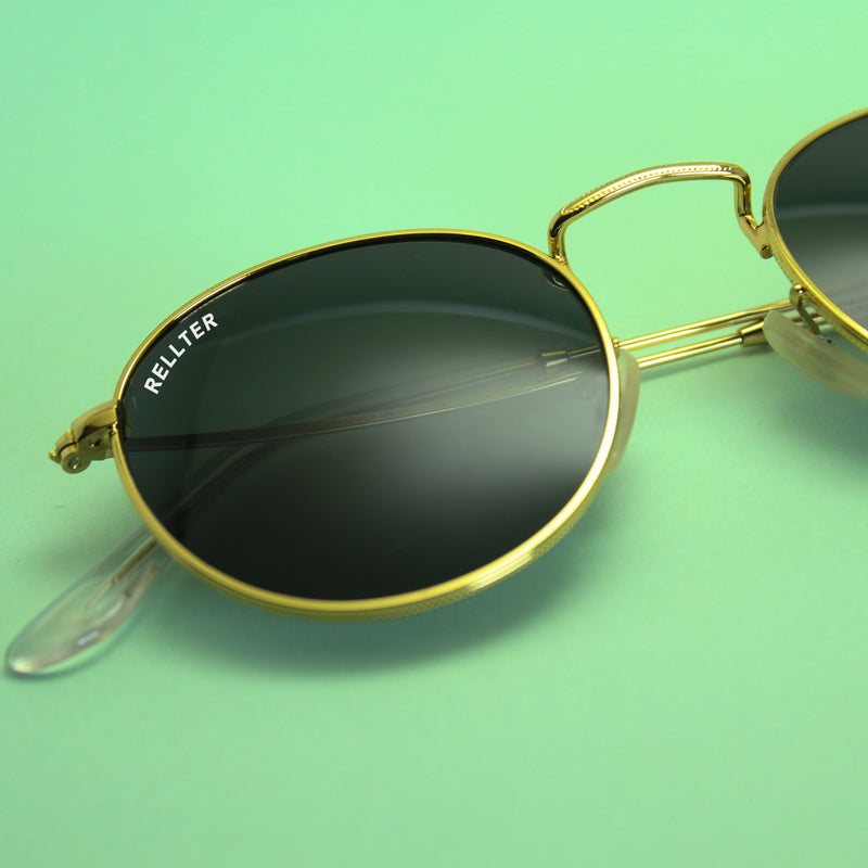 Rellter Oval V-2222 Golden Black Sunglasses